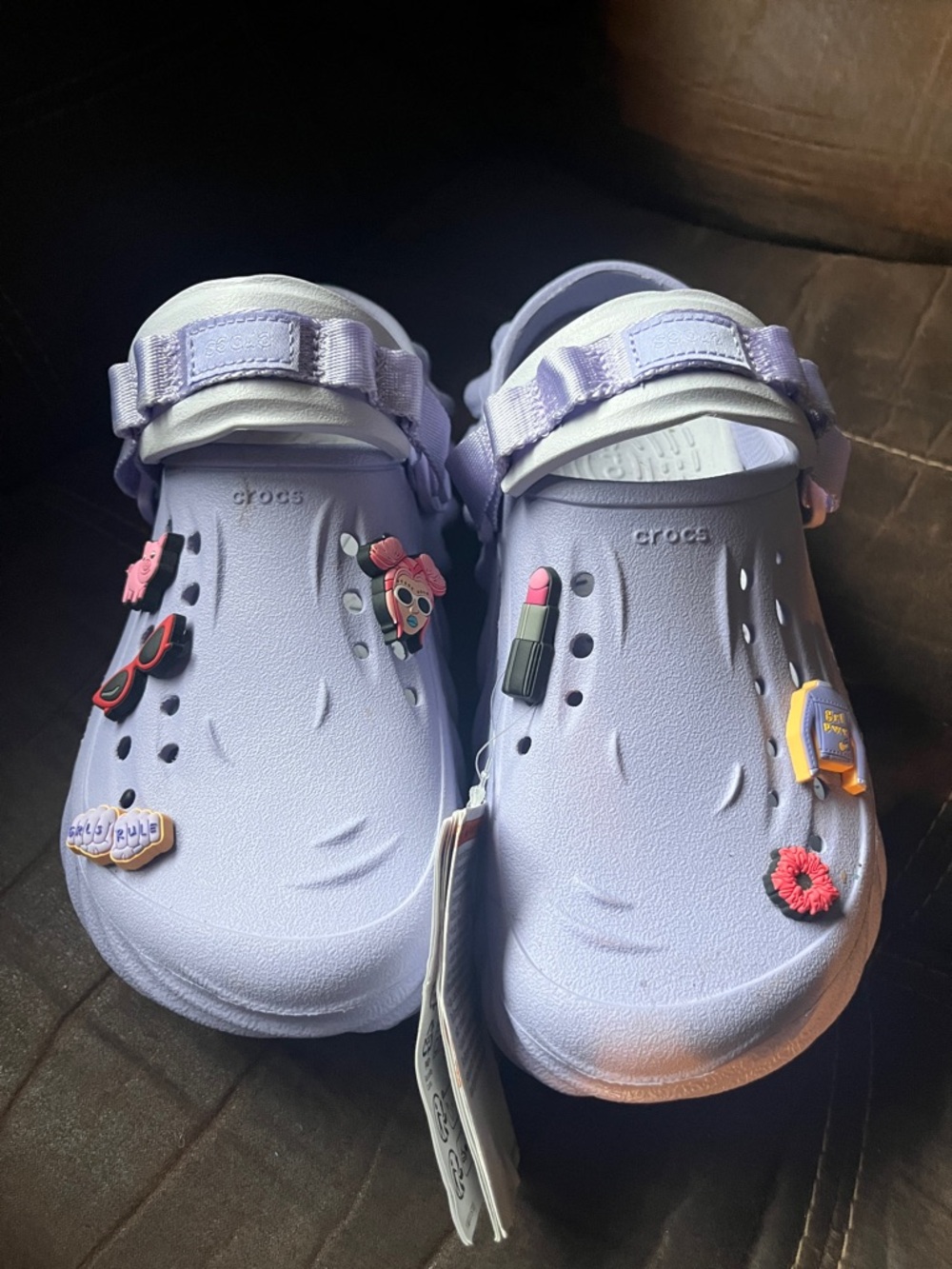 CROCS Kids' Lavender Strap Clogs with Jibbitz Charms